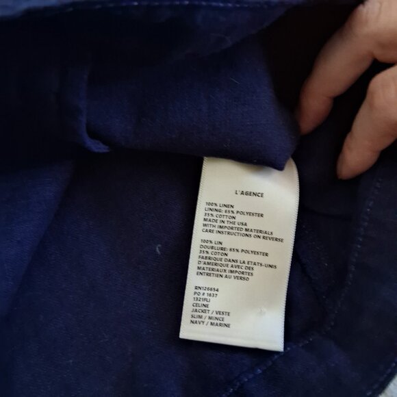 L'Agence Women's Size Small Navy Marine Celine Linen Lightweight Jacket - Picture 8 of 16